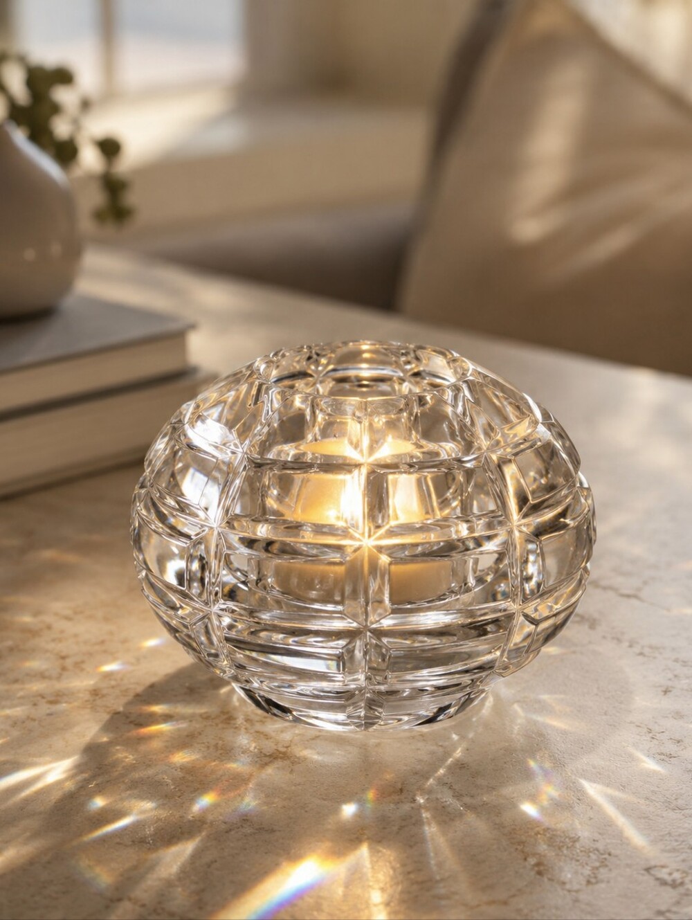 Orrefors Crystal Votive Candle Holder Martti Rytkönen Signed Sweden